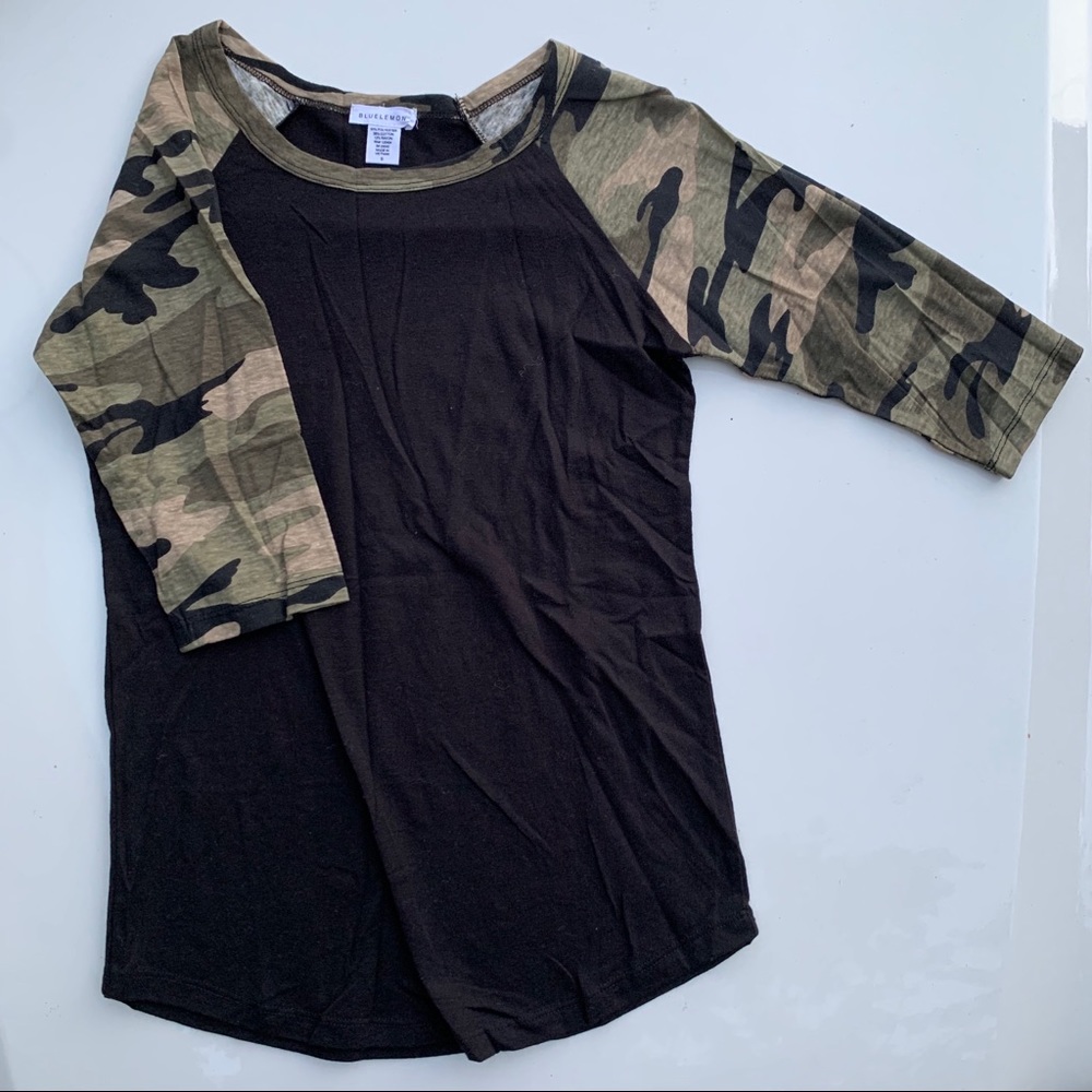 Blue lemon camo baseball t shirt